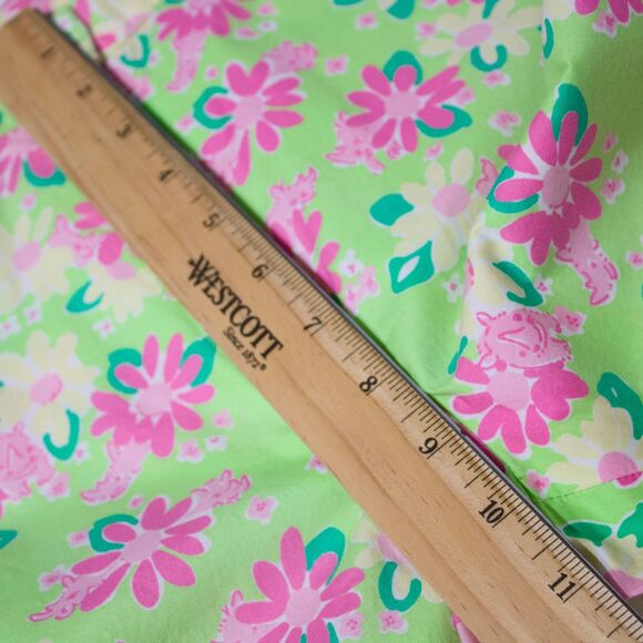 VTG Lilly Pulitzer White Label Crop Pants Green Pink Rhinoceros Flowers Women 2 - Picture 11 of 11